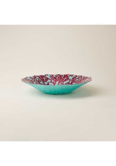 Deco Mercan Dekoratif Tabak - Turkuaz / Kırmızı - 40 Cm
