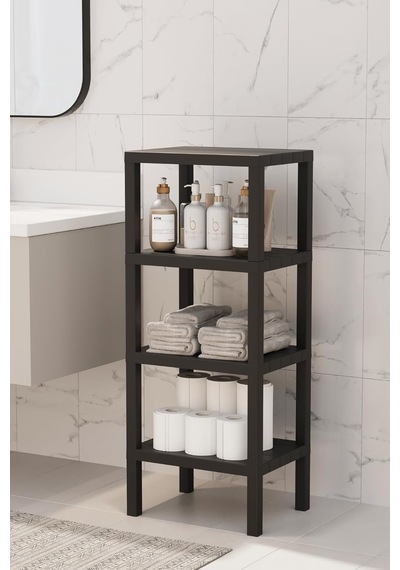 Mithra Life 4 Katlı Plastik Siyah Banyo Mutfak Rafı Mıt1050 Çok Renkli