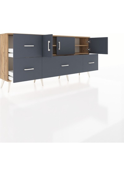 Arges Konsol 4 Raflı 4 Çekmeceli 3 Kapaklı 176x30x83 Çam-antrasit/antrasit Antrasit/antrasit Arges Konsol 4 Raflı 4 Çekmeceli 3 Kapaklı 176x30x83 Çam-antrasit/antrasit Antrasit/antrasit
