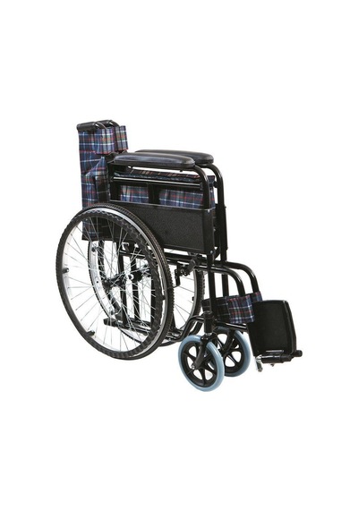 Golfi Standart Tekerlekli Sandalye Ekose Kumaş Döşeme, Katlanabilir Yapı, Çelik Gövde G100y