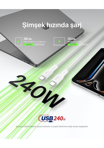 Eco Örgülü Usb-c - Usb-c Kablosu, 1 M, 240 W, Yumuşak, Esnek Hızlı Şarj Kablosu, İphone 16, Galaxy S25, Pixel 9, Macbook, İpad Pro Ve Daha Fazlası İçin Tip-c Şarj Kablosu - Beyaz Usb 2.0 Eco Örgülü Usb-c - Usb-c Kablosu, 1 M, 240 W, Yumuşak, Esnek Hızlı Şarj Kablosu, İphone 16, Galaxy S25, Pixel 9, Macbook, İpad Pro Ve Daha Fazlası İçin Tip-c Şarj Kablosu - Beyaz Usb 2.0