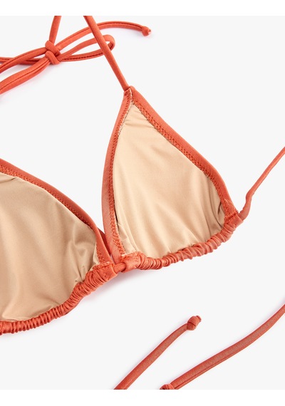Koton Boyundan Bağlamalı Üçgen Bikini Üstü Kahverengi 6sak10014mm Kahve