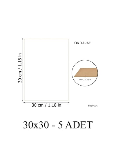 3 Mm 30x30 Mdf Plaka 5 Adet - Hobi, Maket, Ahşap El Sanatları İçin Uygun 5 Li Paket