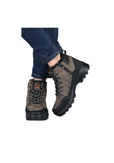Liger Erkek İçi Kürklü Fermuarlı Trekking Outdoor Bot Kahverengi-kahve Kahverengi