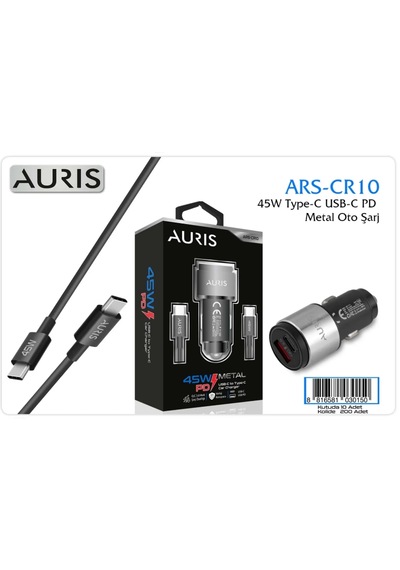 Auris Cr10 Type-c 45w Pd Araç Şarj Aleti Siyah