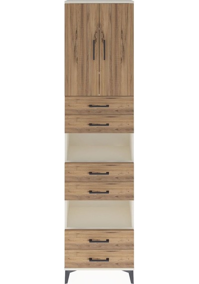 Arges Dolap 5 Raflı 6 Çekmeceli 2 Kapaklı 60x30x243 Aytaşı-çam Aytaşı