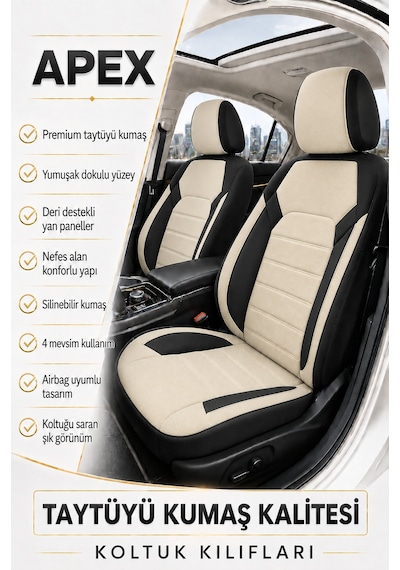 Ford Focus 2005-2020 Uyumlu Premium Tay Tüyü Oto Koltuk Kılıfı Airbag Uyumlu 2+1 Fermuarlı Kolçak Uyumlu 14170470