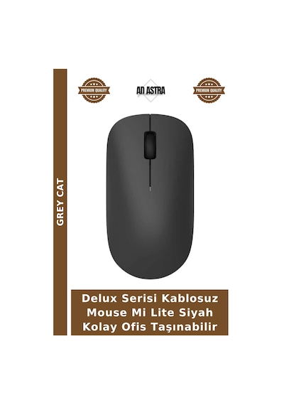 Delux Serisi Kablosuz Mouse Mi Lite Siyah Kolay Ofis Taşınabilir