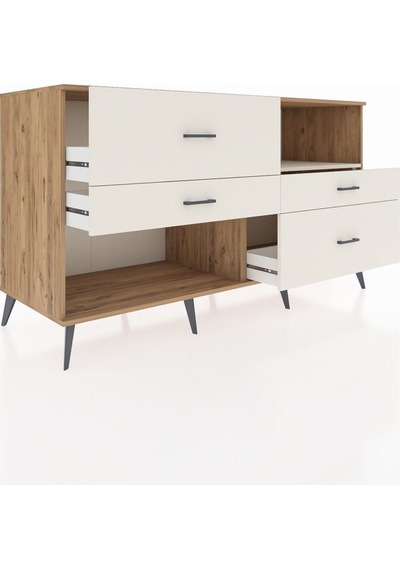 Kronos Konsol Tek Raflı 4 Çekmeceli 176x59x99 Çam-aytaşı Çam-aytaşı