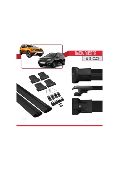 Accessorypart Dacia Duster 2018 Ve Sonrası İle Uyumlu Fly Model Ara Atkı Tavan Barı Siyah