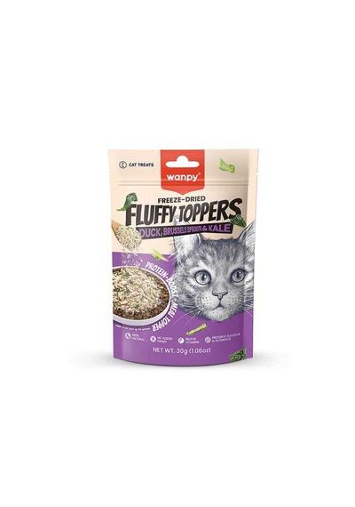 Wanpy Fluffy Dondurularak Kurutulmuş Brüksel Ve Kara Lahanalı Kedi Ödül Maması 30 Gr