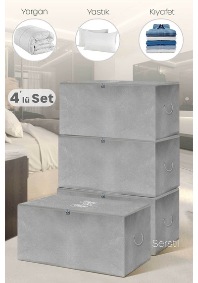 Serstil 4 Adet - Orta Boy Antrasit Hurç 63 X 40 X 34 Cm Gri
