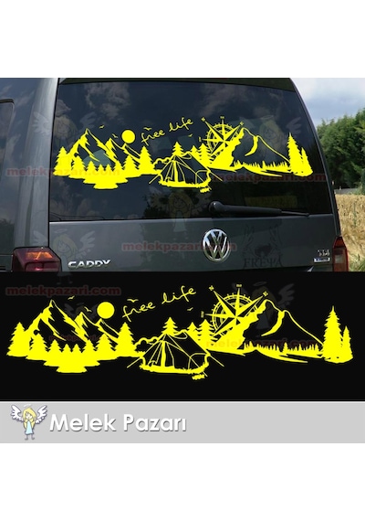 Özgür Hayat Orman Manzara Pusula Karavan Oto Sticker