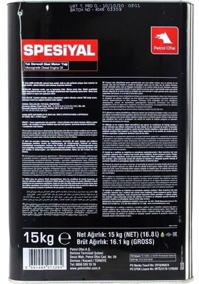 Petrol Ofisi Spesiyal Sae 30 15 KG