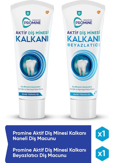 Sensodyne Promine Aktif Diş Minesi Kalkanı Naneli  + Beyazlatıcı Diş Macunu 2 x 50 ML