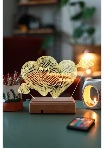 Sevgiliye Hediye 3D Oklu Kalp Seni Seviyorum Led Lamba