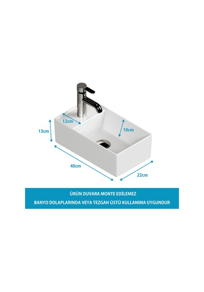 Aqua Bagno Plan Lavabo Beyaz 41x 23 CM