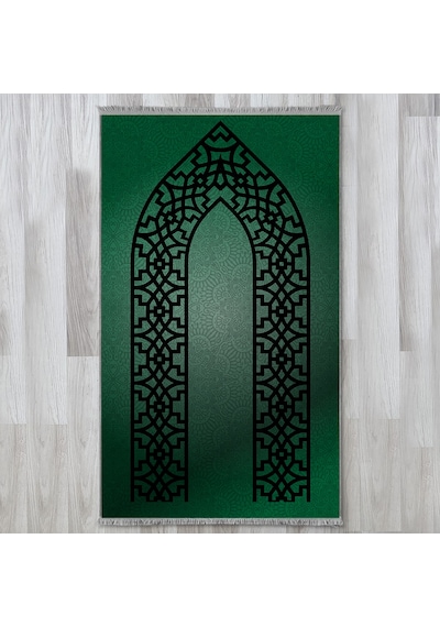 Evaşk Namazlık Dokuma Halı Kaymaz Muslumana Seccade 80 x 130 YEŞİL EVAŞK405D80