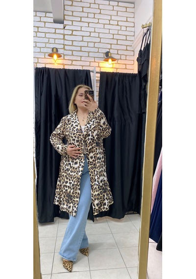 Leopar Trençkot Astarsız