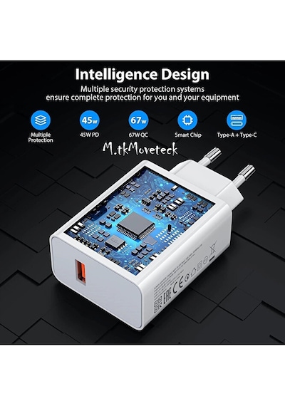 Redmi 13c 67 Wolt Turbo Hızlı Şarj Aleti Cihazı Kablo Adaptör 2'li Set Type-c To Usb