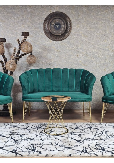 Zafir Gold Kaplama Tel Ayak Papatya Çay Seti Koltuk Takımı , Balkon, Salon, Ofis, Cafe Koltuk Takımı Yeşil
