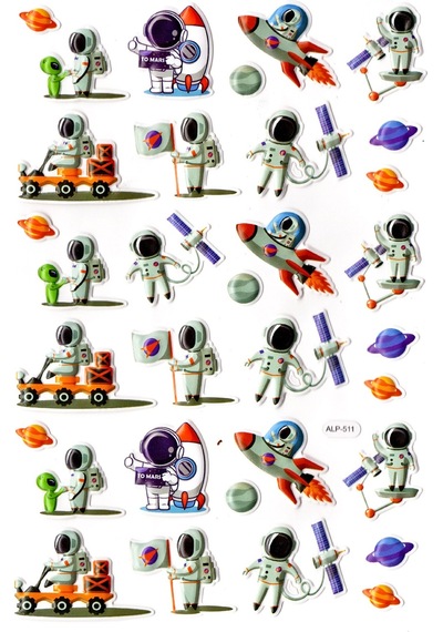 Sticker Kabartmalı A4 Boyutunda Stiker Defter, Planlayıcı Etiket- Lim511 - Astranot Uzay Araçları