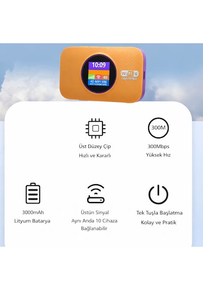 5g Mobil Wifi Modem Taşınabilir Router Wifi 6 Destekli 300mbps 3000mah Bataryalı Sım Kartlı Hotspot