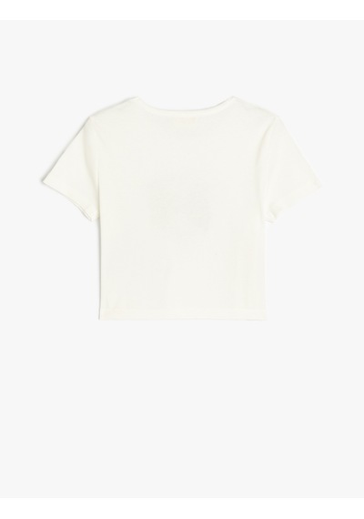 Koton Ekru Kız Çocuk T-shirt 5skg10273ak Ekru