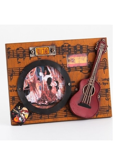 Dekoratif Metal Çerçeve Gitar Dekorlu