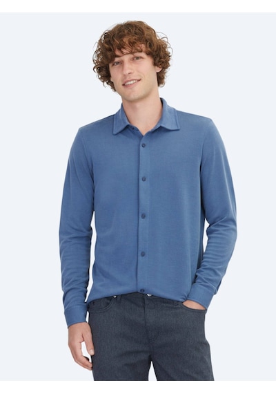 Kip Mavi Düz Regular Fit Casual Gömlek Mavi