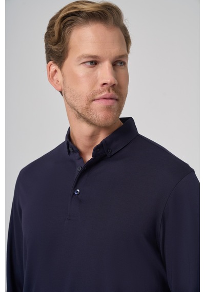 Morven Erkek Lacivert Trend Polo Yaka Rayon Sweatshirt 26ks063004200 Lacivert
