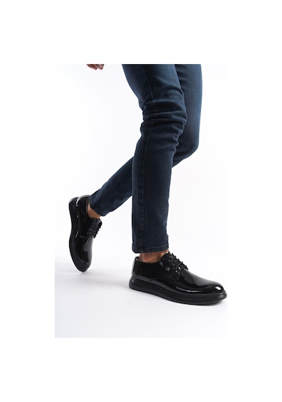 Mubiano Mbrgn88-s Siyah Erkek Rugan Bağcıklı Loafer Siyah