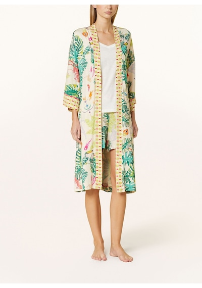Mey Mystic Jungle Kadın Kimono, Modal Karışımlı Jersey, Desenli, Kontrast Borulu, Şal Yaka Sarı Mey Mystic Jungle Kadın Kimono, Modal Karışımlı Jersey, Desenli, Kontrast Borulu, Şal Yaka Sarı