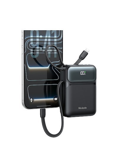 Mcdodo Mc-9930 20000mah 45w Pd Hızlı Şarj Dahili Kablolu Powerbank Siyah