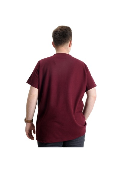Mode Xl Büyük Beden Erkek T-Shirt Bisiklet Yaka Waffle 20033 Bordo 001