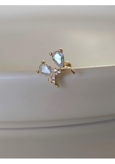 Fiyonk Kulak Model Kıkırdak Piercing Tragus Helix Gold Renk Küpe Gold