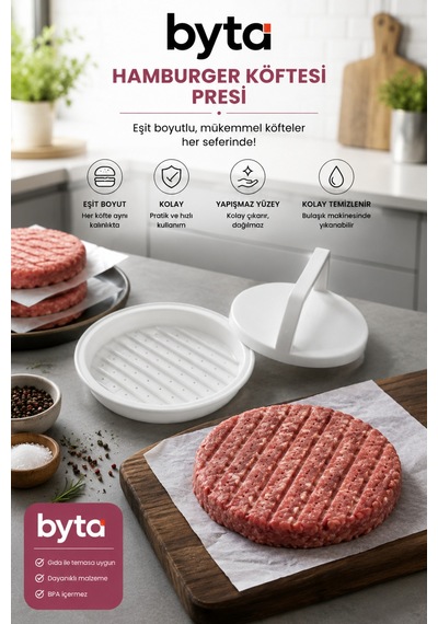 Hamburger Köftesi Presi Pratik Köfte Şekillendirici Kalıp, Burger Köfte Yapma Aparatı Diğer