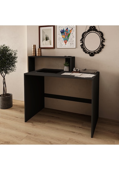 Amber Çalışma Masası Raflı, Modern Bilgisayar Masası Antrasit