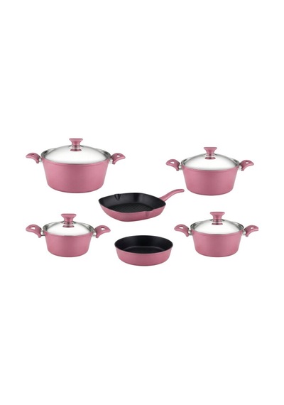 10 Parça Granit Set Çelik Kapak - Mürdüm Mürdüm