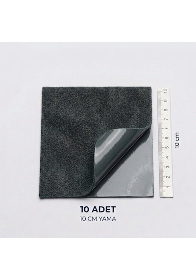 Halfart Kendinden Yapışkanlı Alcantara Tamir Yaması 10x10 Cm 10 Adet Süet Kumaş Deri Koltuk Araba Onarım Yaması Antrasit