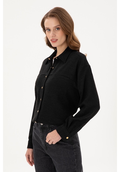 U.s. Polo Assn. Kadın Siyah Gömlek Desenli 50289843-vr046 Siyah
