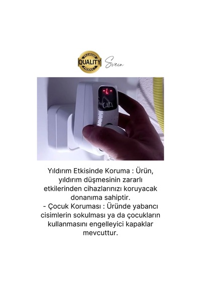 Premium Dijital Akım Korumalı Tekli Priz Tv Bilgisayar Led Göstergeli Ekran Çocuk 4000 Watt Güvenli