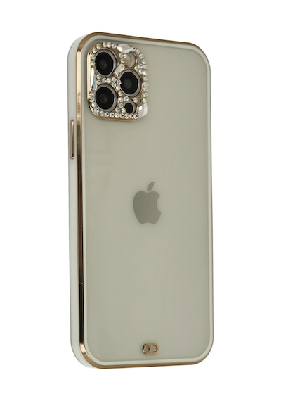 Apple iPhone Uyumlu 12 Pro Max Kılıf Liva Taşlı Silikon - Beyaz Bzsxx00 1