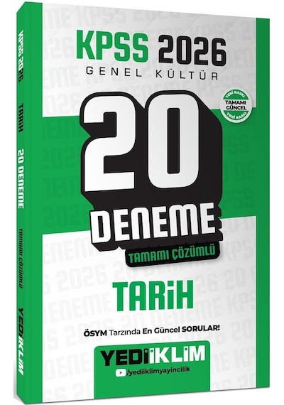 Yediiklim Yayınları Kpss 2026 Genel Kültür Tarih Tamamı Çözümlü 20 Deneme