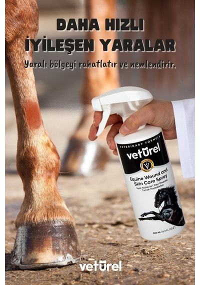 Veturel At Yara ve Deri Bakım Eyer Kesik Tırnak Nal Çakımı Tımar Sonrası Bakım Spreyi 500 ML