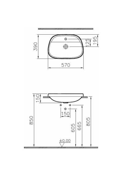 VitrA Frame 5696B403-0041 Armatür Bantlı Tezgah Üstü Tv Lavabo. 5