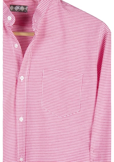 Erkek Pembe Cepli Ekoseli Hakim Yaka Uzun Kollu Gömlek Pembe25