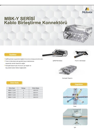 Molwex 029011 Yaylı Buat Klemensi 2.5 Mm 3'lü Bağlantı - 100 Adet