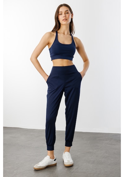 Genius Store Kadın Yüksek Bel Jogger Eşofman Altı Joggers New-joger Lacivert