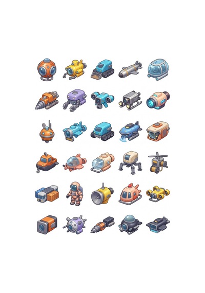 30 Adet Robotik Denizaltı Sticker Seti - Laptop, Su Matarası Ve Defter İçin Çok Renkli